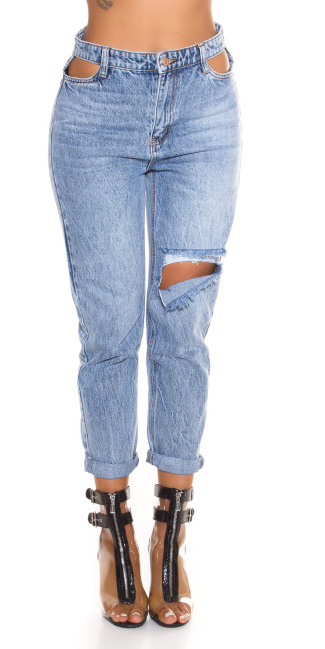 Mom Fit Highwaist Jeans mit Cut-Outs Blue
